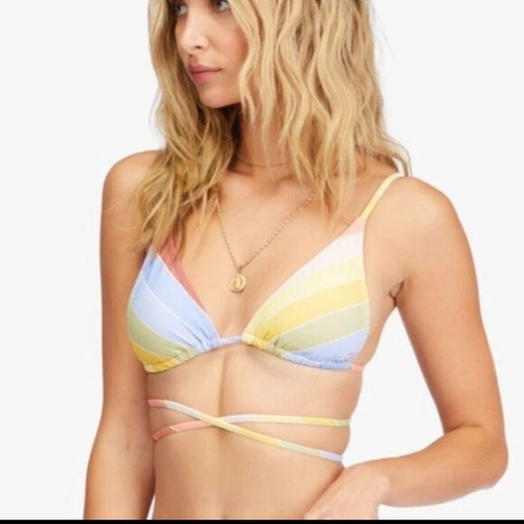 Billabong Bikini Set Brighter Daze Slide Triangle Top & Rise Bottoms Size M NWT - Picture 3 of 10